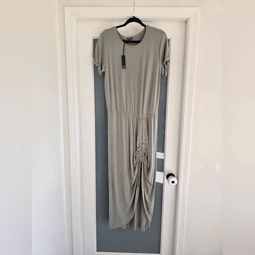 Buffalo David Bitton Sage Green Ruched Midi Dress